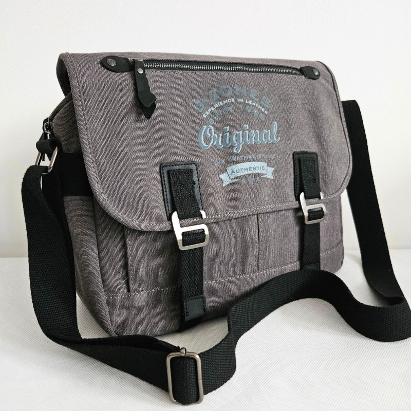 Plátená pánska šedá taška na rameno LOGAN