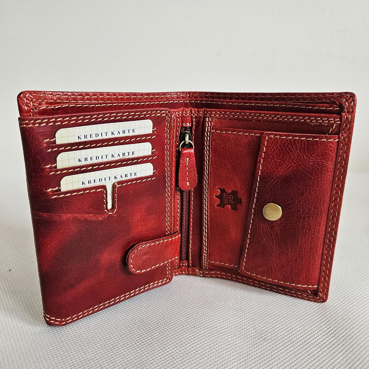 Červená pánska kožená peňaženka GRANT