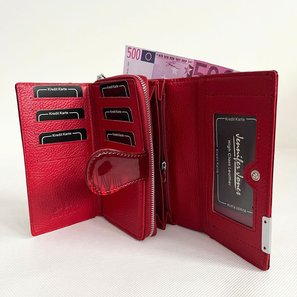 Červená lakovaná kožená peňaženka DAPHNE