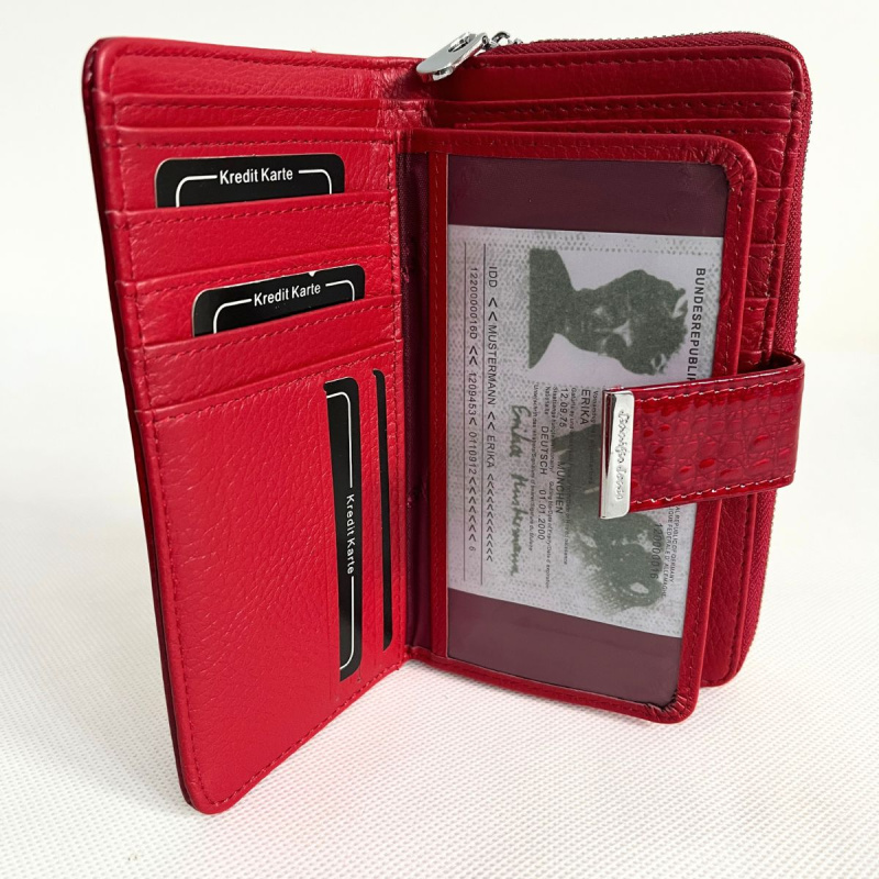 Dámska kožená červená peňaženka DOROTA