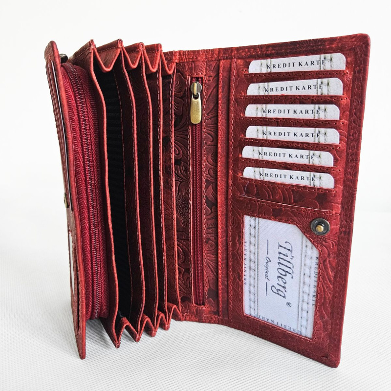 Červená kožená peňaženka SONYA