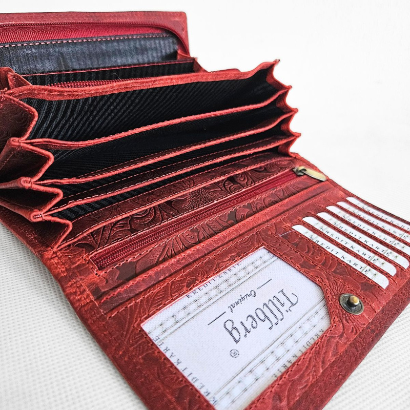 Červená kožená peňaženka SONYA