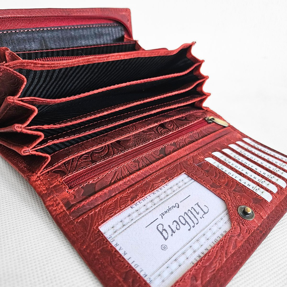 Červená kožená peňaženka SONYA