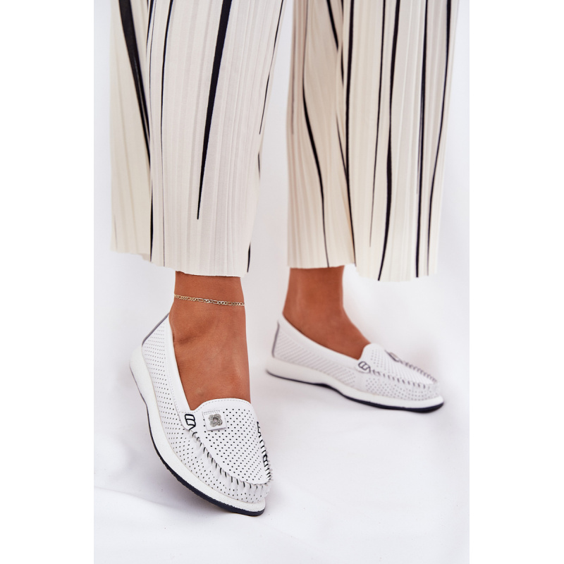 Dámske kožené mokasíny biele