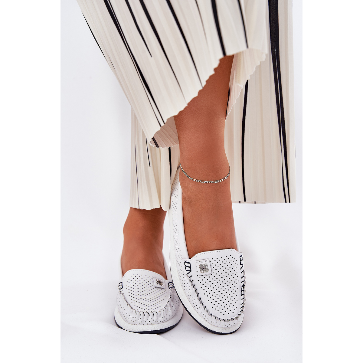 Dámske kožené mokasíny biele Zaria