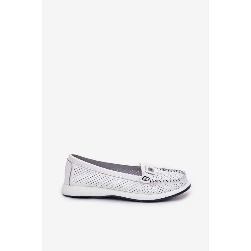 Dámske kožené mokasíny biele Zaria