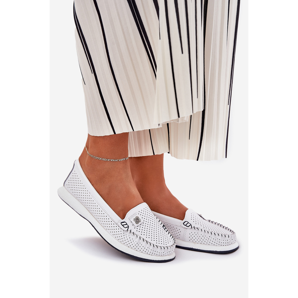 Dámske kožené mokasíny biele Zaria