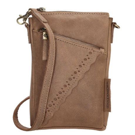 Dámska kožená kabelka na mobil taupe