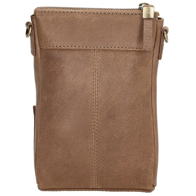 Dámska kožená kabelka na mobil taupe Alissa
