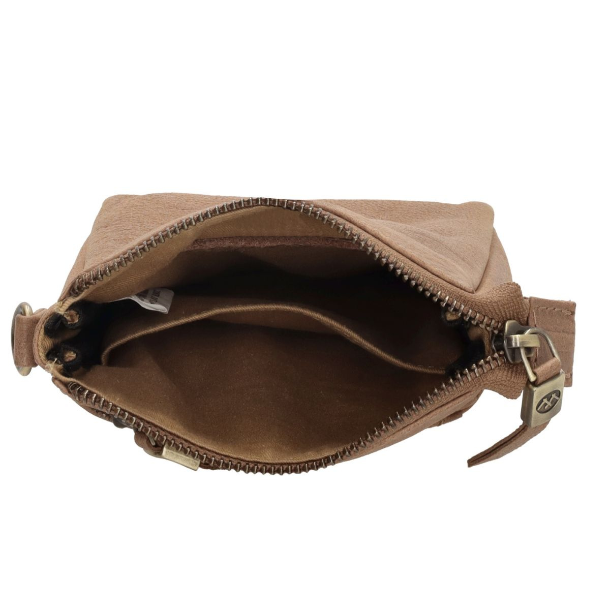 Dámska kožená kabelka na mobil taupe Alissa