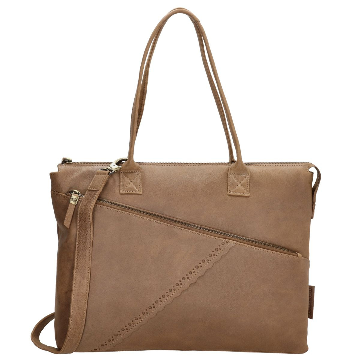 Dámska kožená biznis kabelka taupe Ysabel