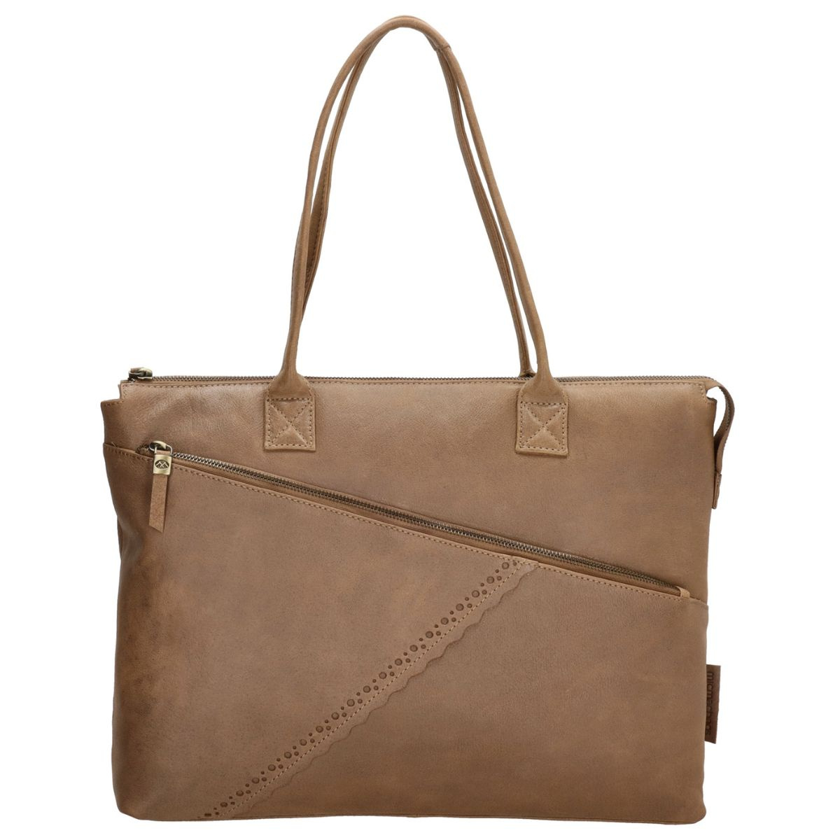 Dámska kožená biznis kabelka taupe Ysabel