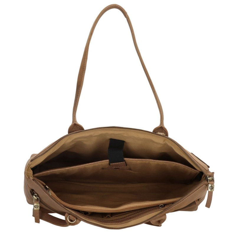 Dámska kožená biznis kabelka taupe Ysabel