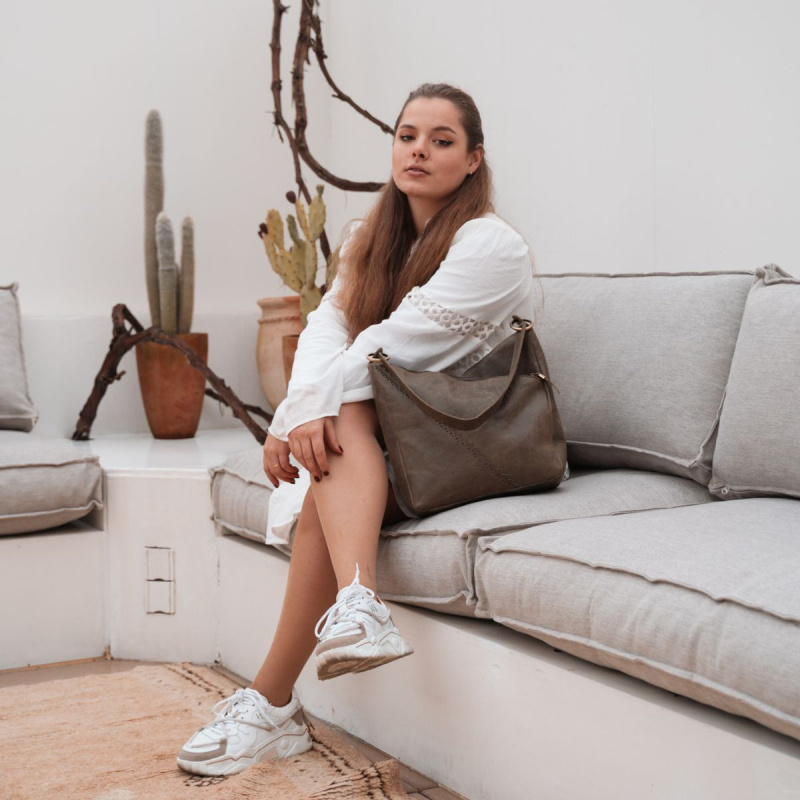 Dámska kožená kabelka taupe Arista