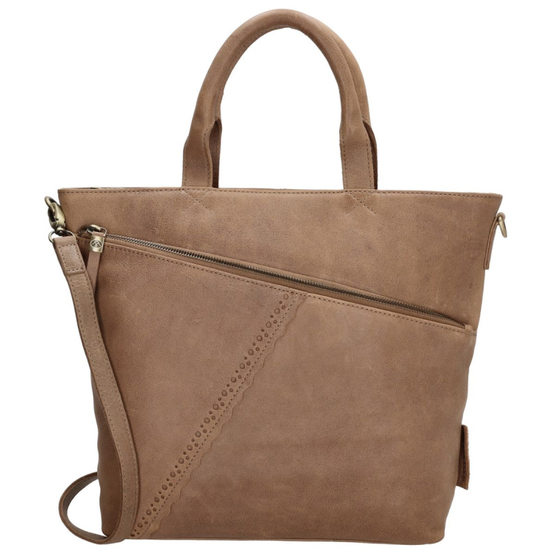 Dámska kožená kabelka taupe Diona