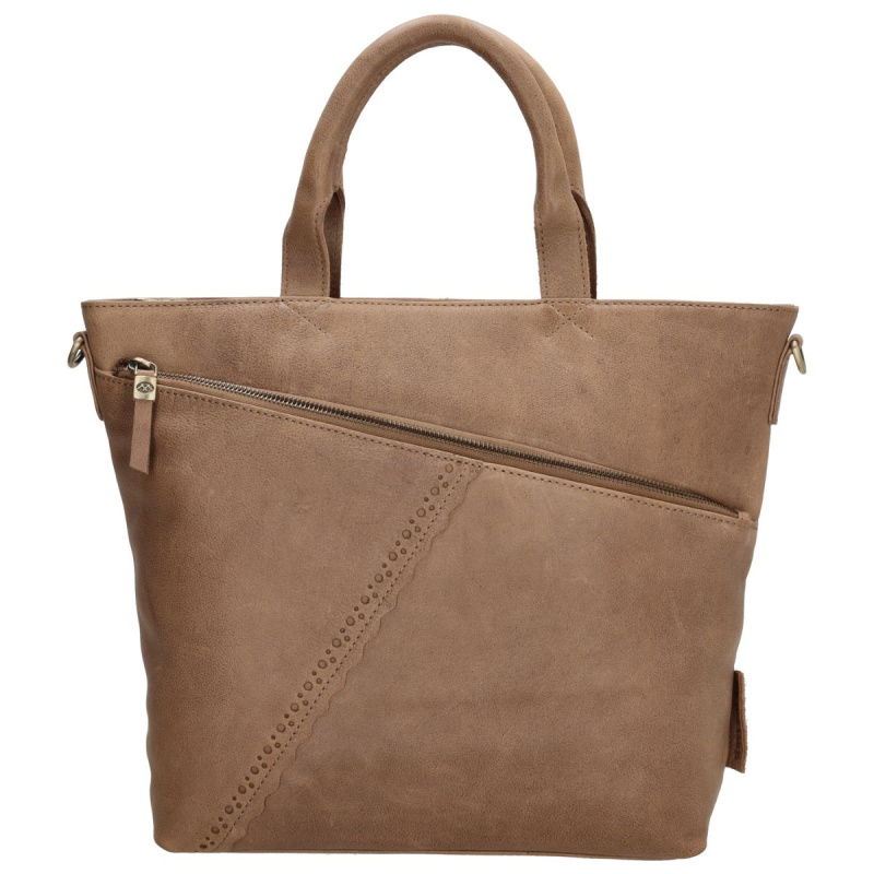 Dámska kožená kabelka taupe Diona