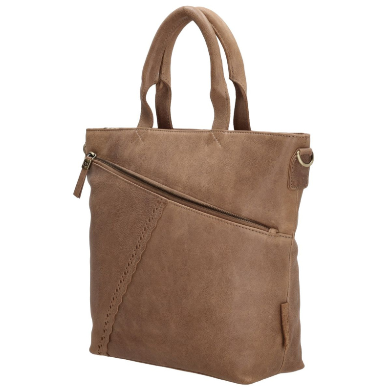 Dámska kožená kabelka taupe Diona