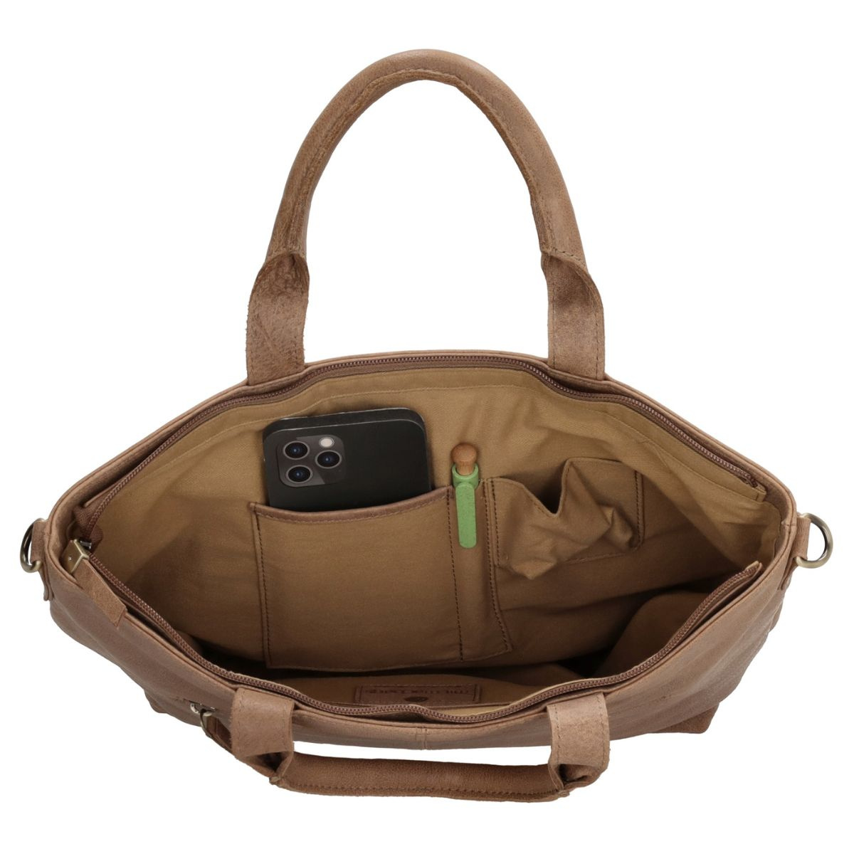 Dámska kožená kabelka taupe Diona