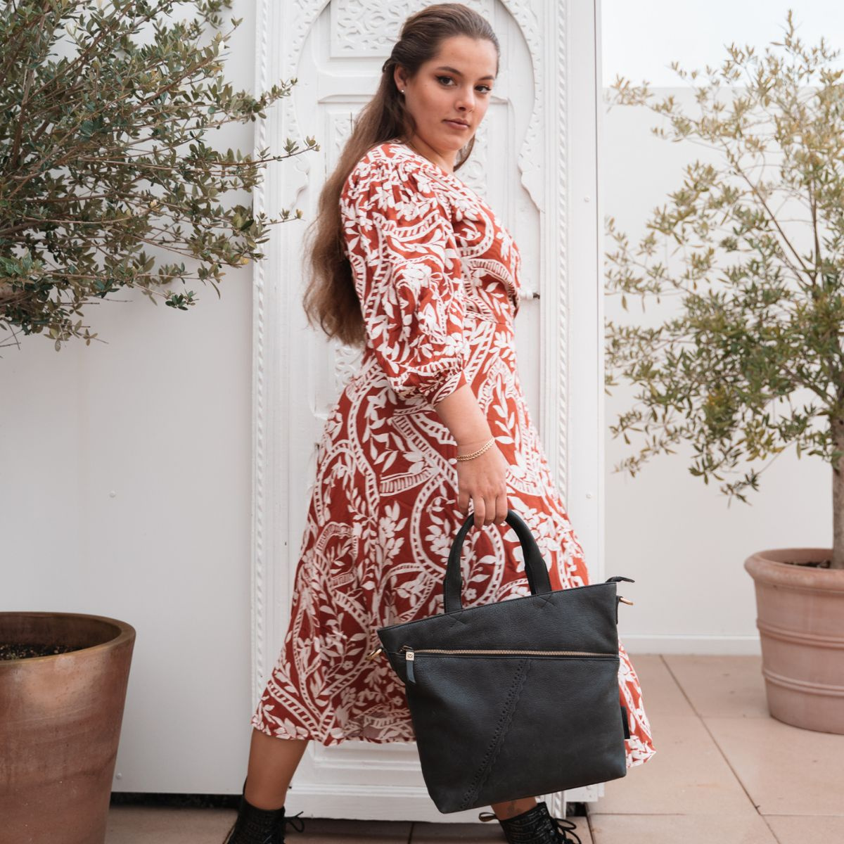 Dámska kožená kabelka taupe Diona