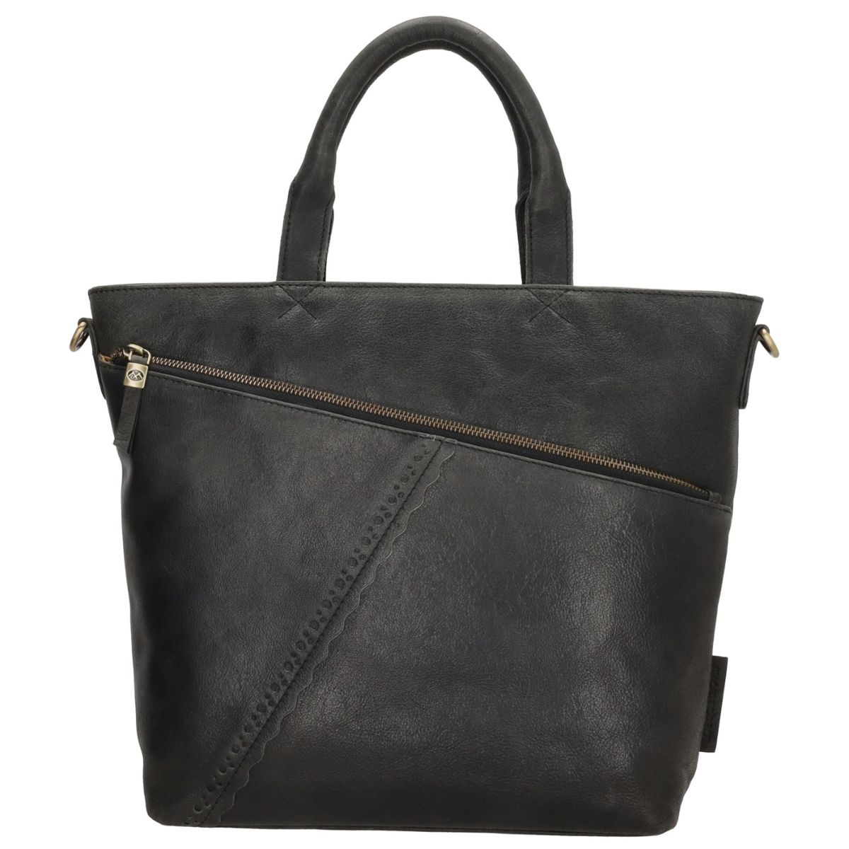 Dámska kožená kabelka čierna Diona