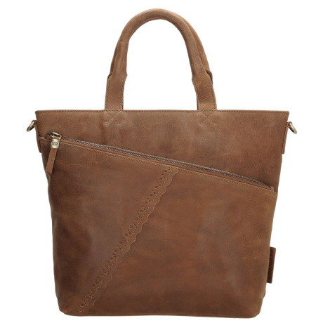 Dámska kožená kabelka hnedá do ruky crossbody