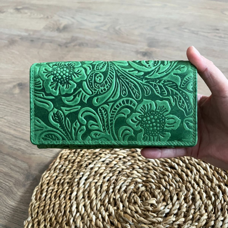 Dámska kožená peňaženka zelená AMBRA