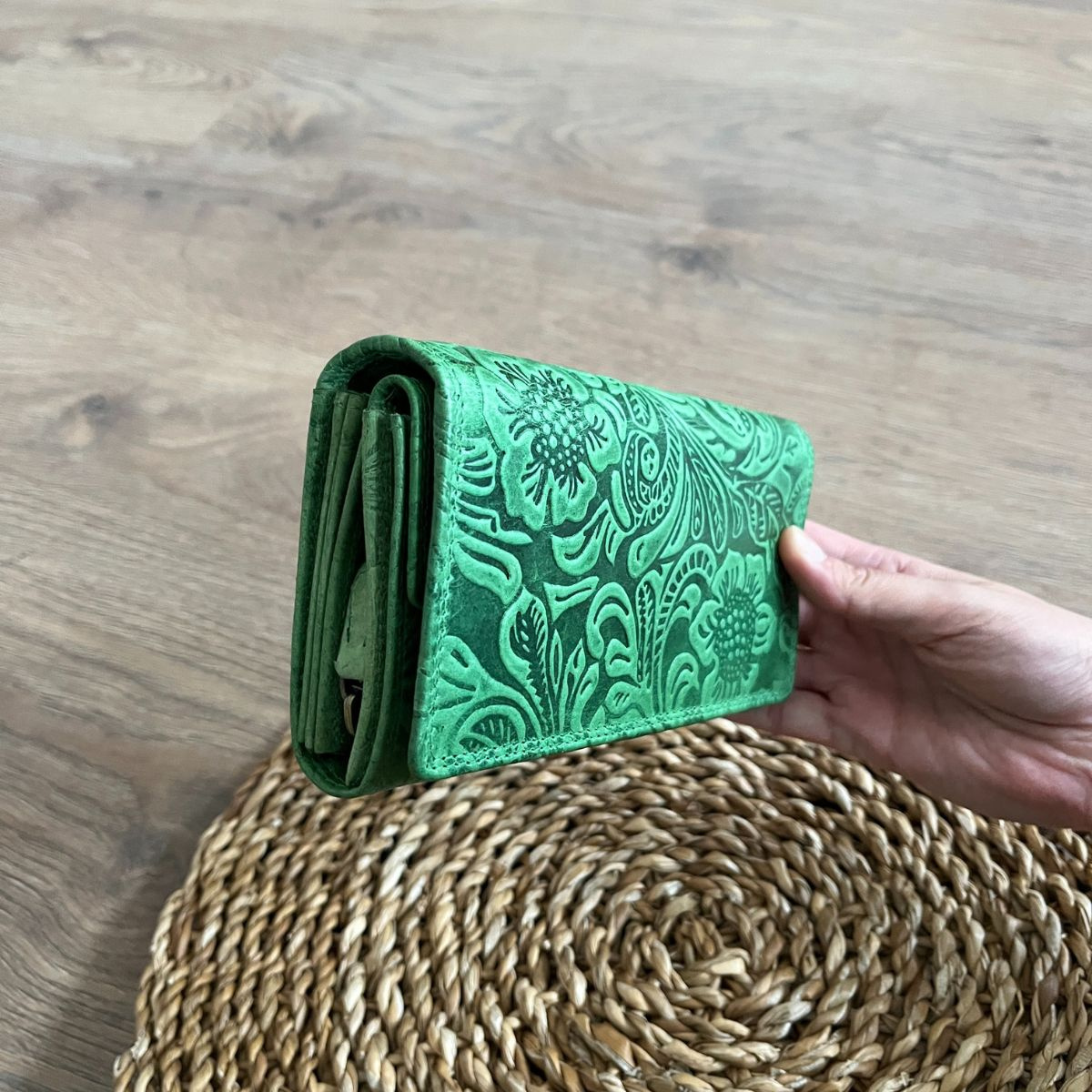 Dámska kožená peňaženka zelená AMBRA