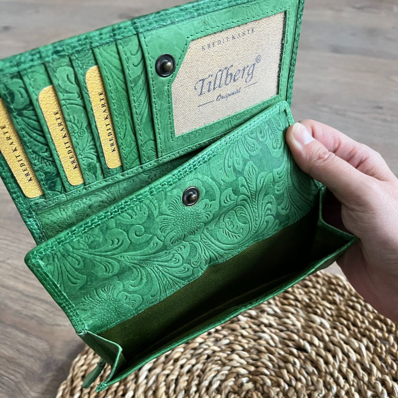 Dámska kožená peňaženka zelená AMBRA