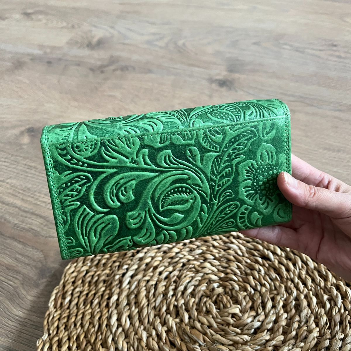 Dámska kožená peňaženka zelená AMBRA