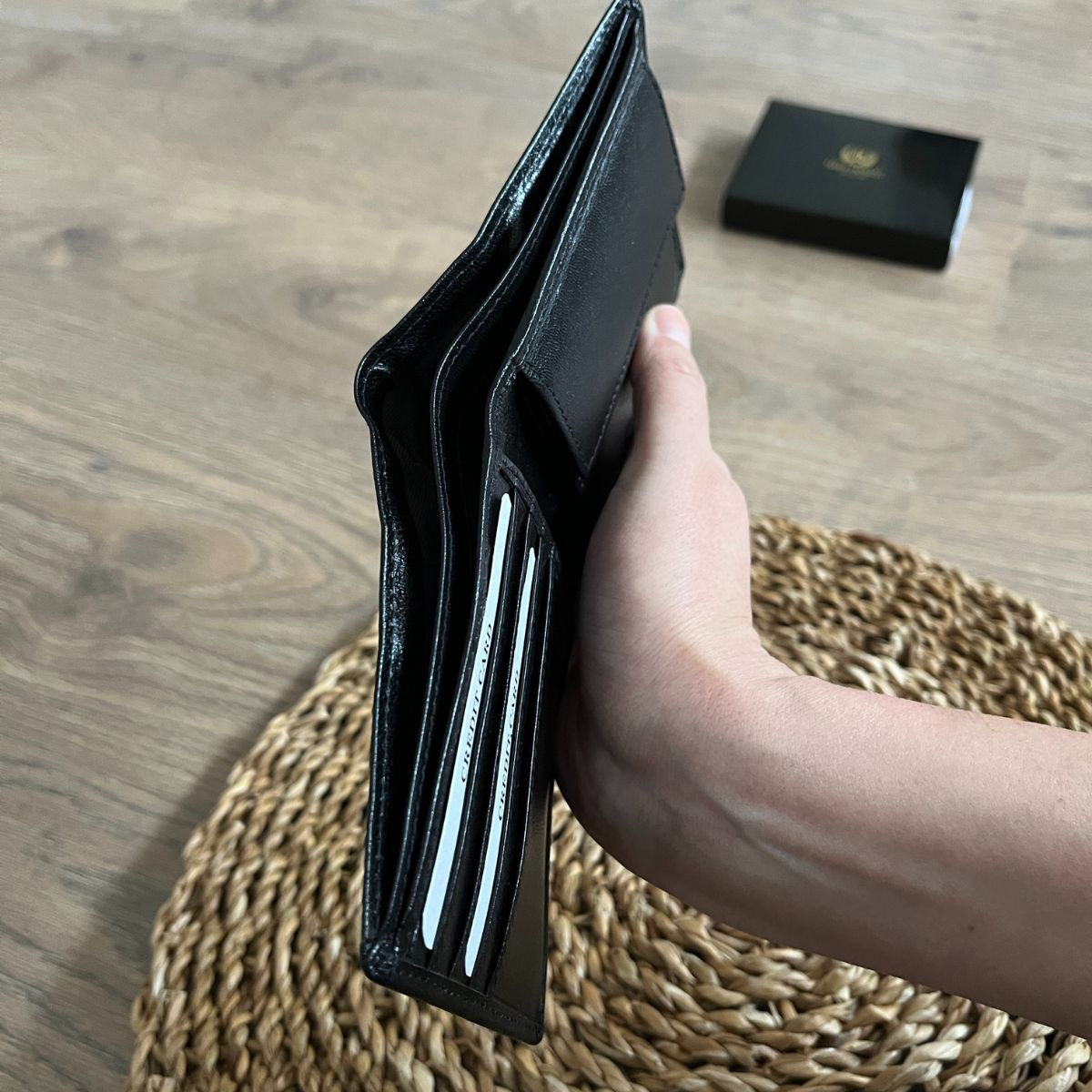 Pánska kožená peňaženka čierna AMES