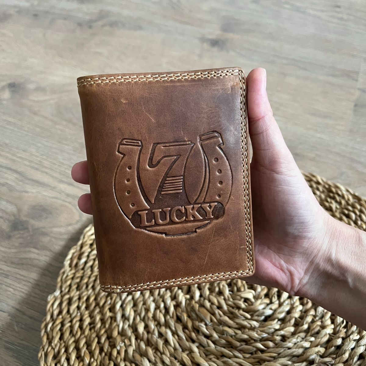 Pánska kožená peňaženka tan LUCKY 7