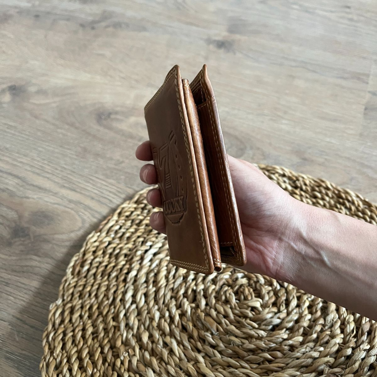 Pánska kožená peňaženka tan LUCKY 7