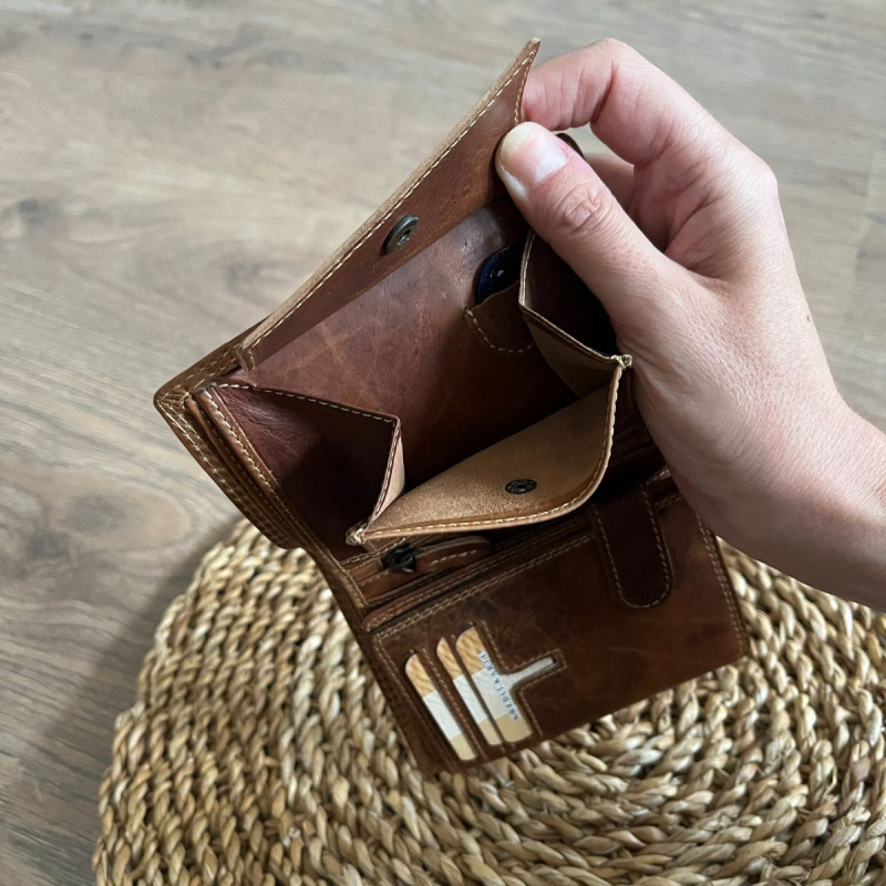 Pánska kožená peňaženka tan LUCKY 7