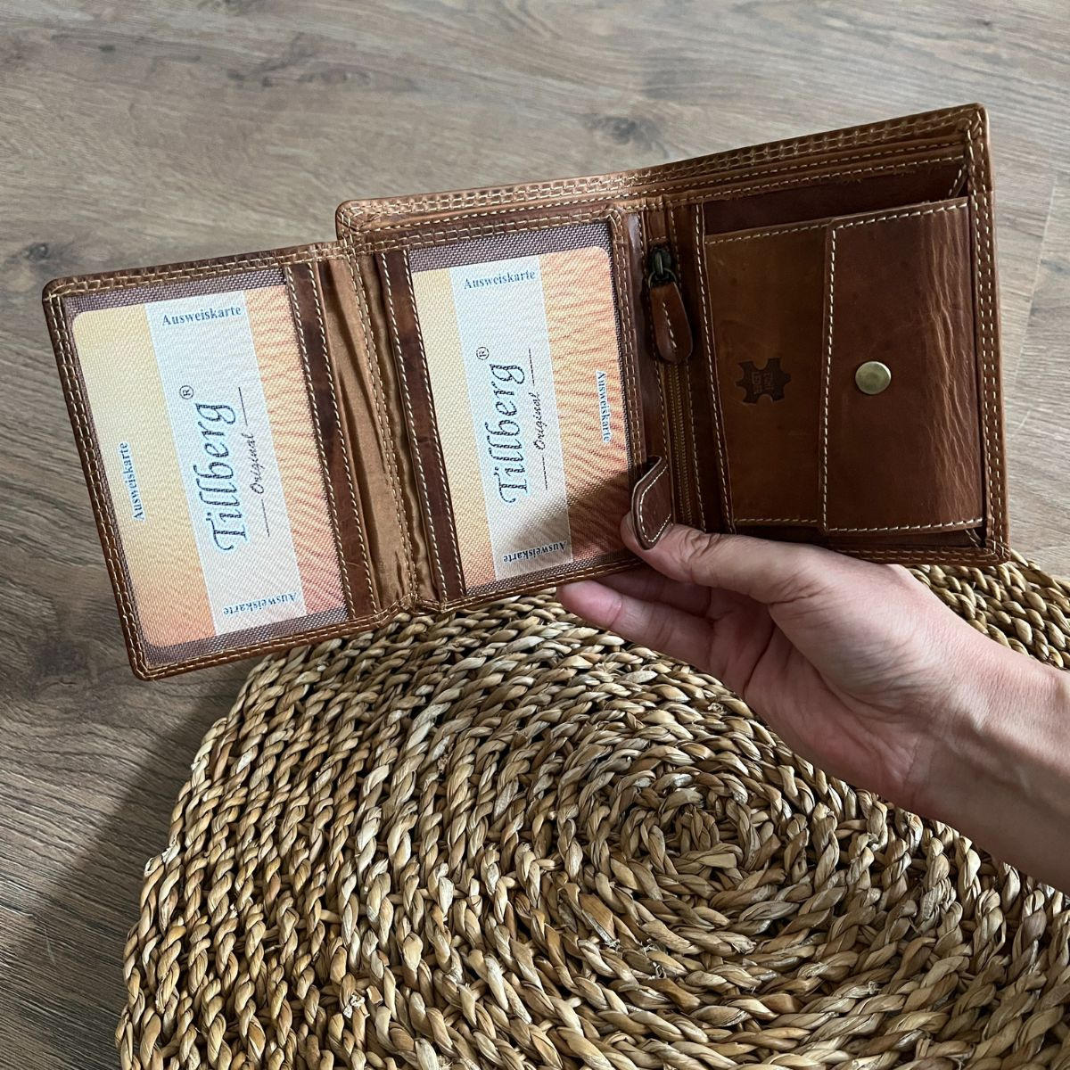 Pánska kožená peňaženka tan LUCKY 7