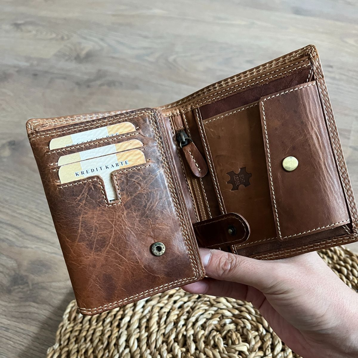 Pánska kožená peňaženka tan LUCKY 7