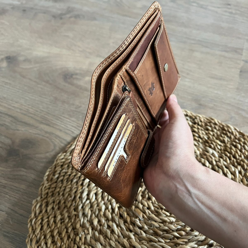 Pánska kožená peňaženka tan LUCKY 7