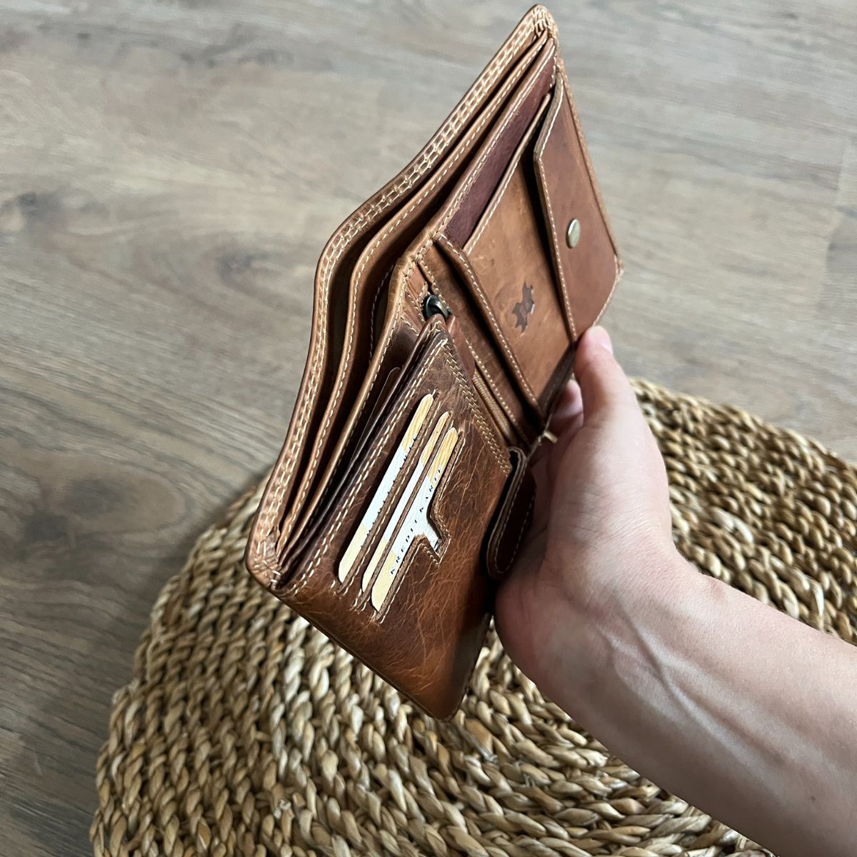 Pánska kožená peňaženka tan LUCKY 7