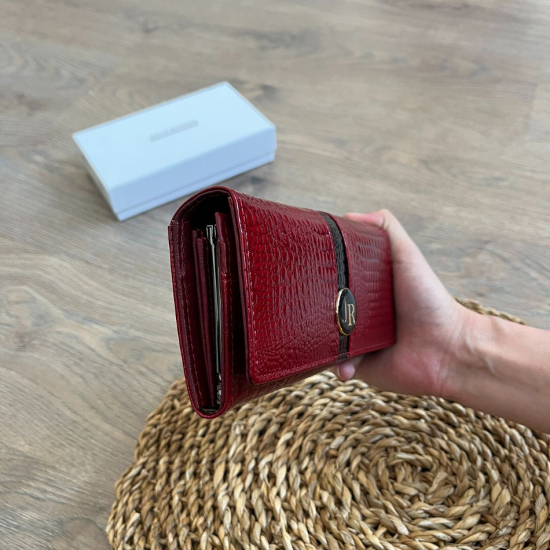 Dámska kožená lakovaná červená peňaženka ALISON