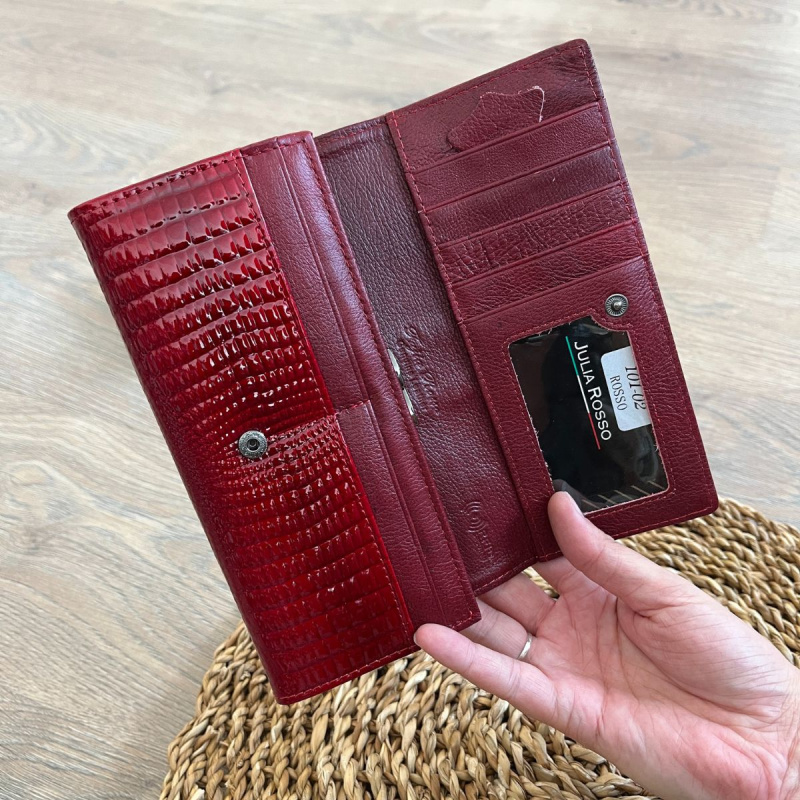 Dámska kožená lakovaná červená peňaženka ALISON