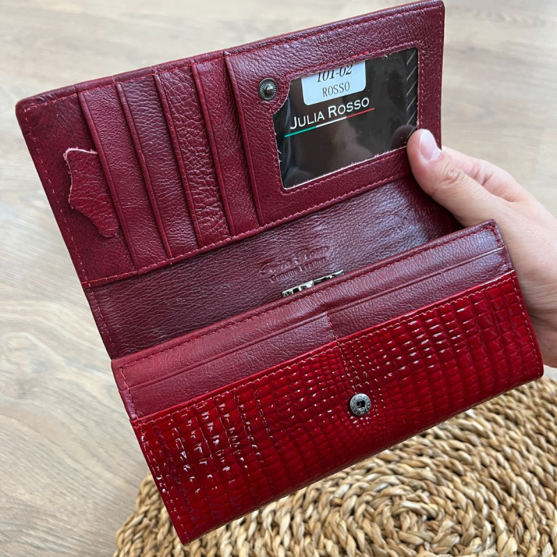 Dámska kožená lakovaná červená peňaženka ALISON