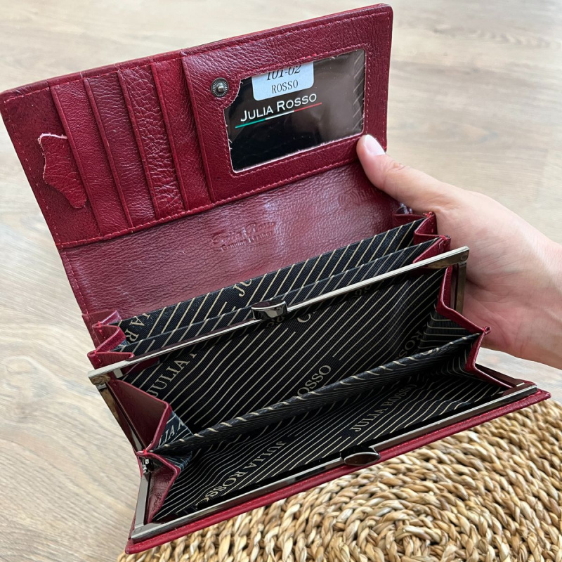 Dámska kožená lakovaná červená peňaženka ALISON