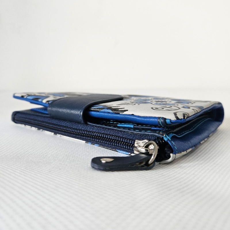 Dámska kožená peňaženka bielo-modrá DALMA