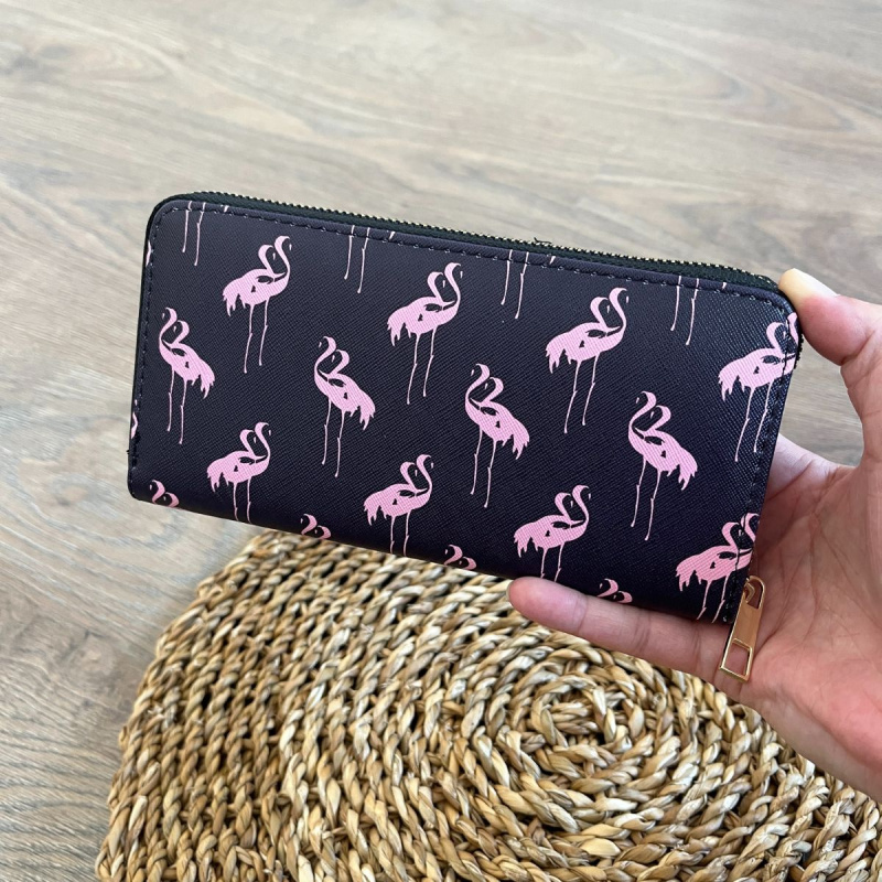 Dámska tmavomodrá peňaženka PINK FLAMINGO