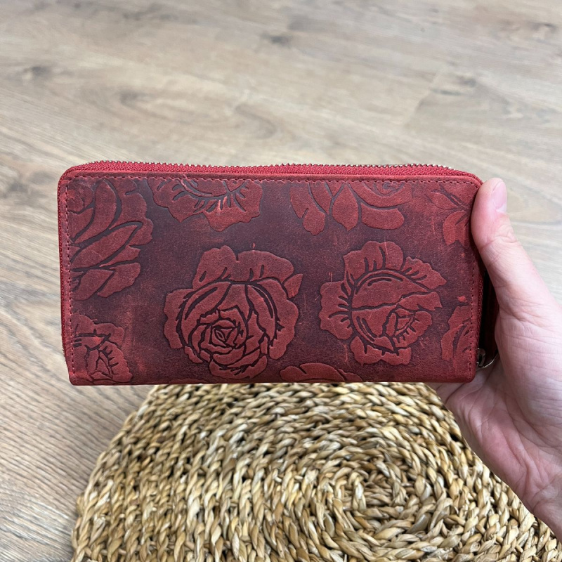 Dámska kožená peňaženka červená VERENA