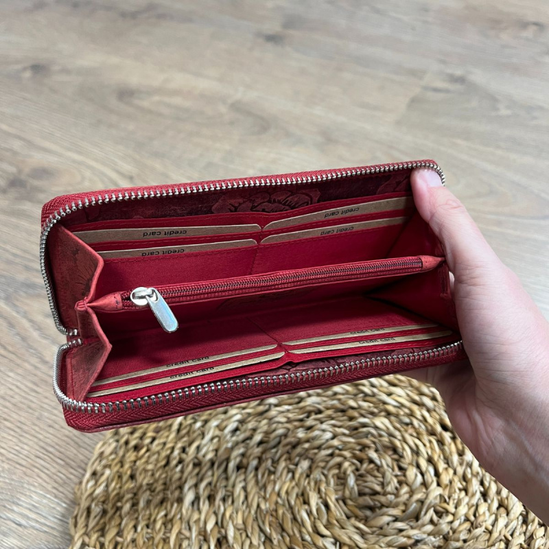 Dámska kožená peňaženka červená VERENA