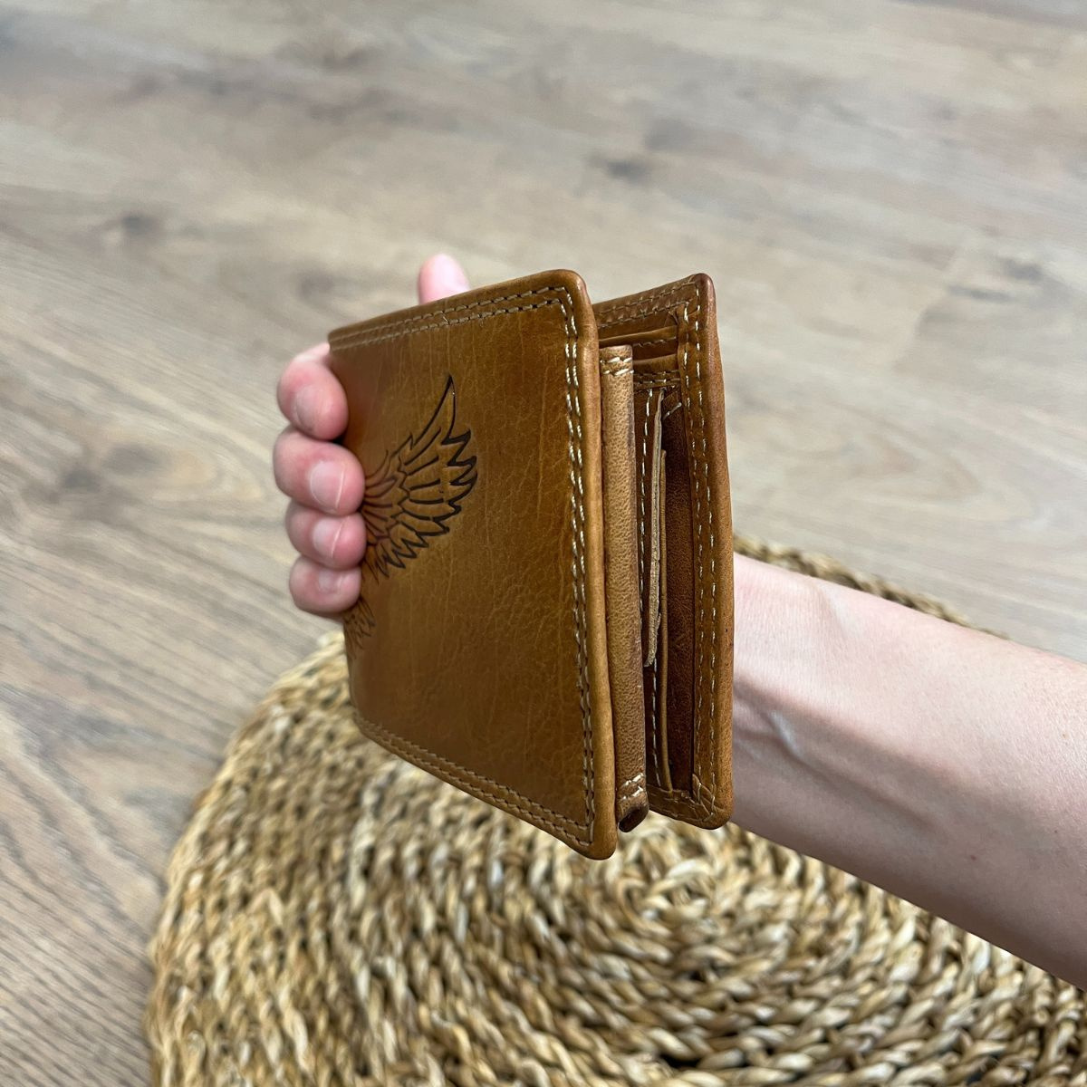 Pánska kožená peňaženka tan SVEN