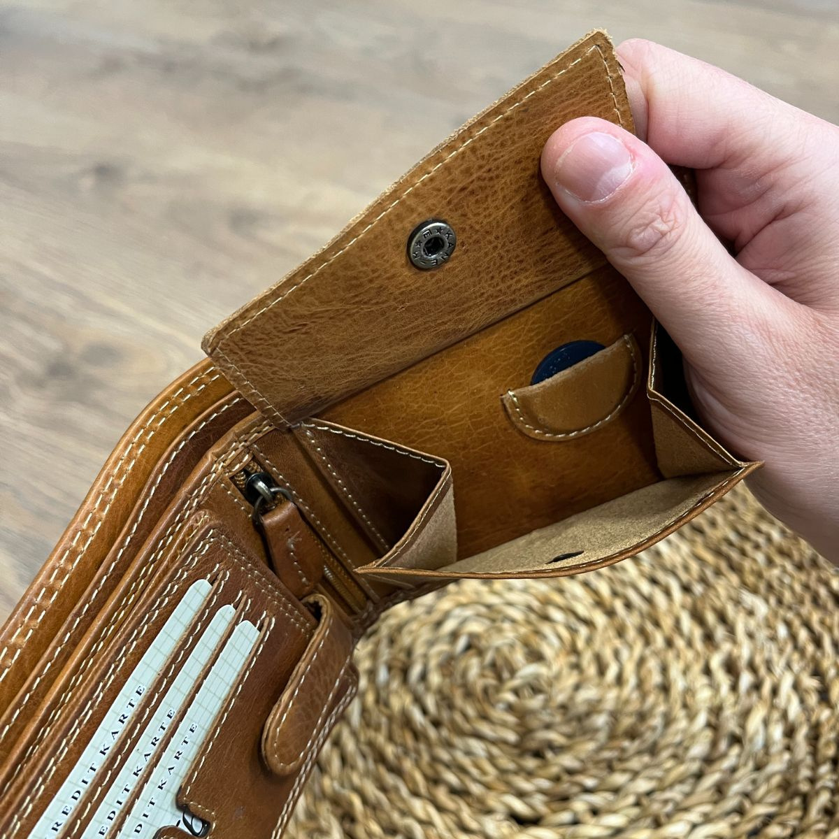 Pánska kožená peňaženka tan SVEN