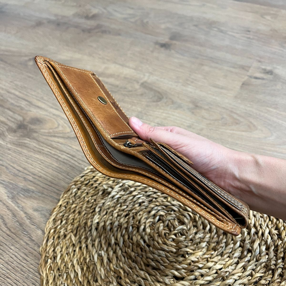 Pánska kožená peňaženka tan SVEN