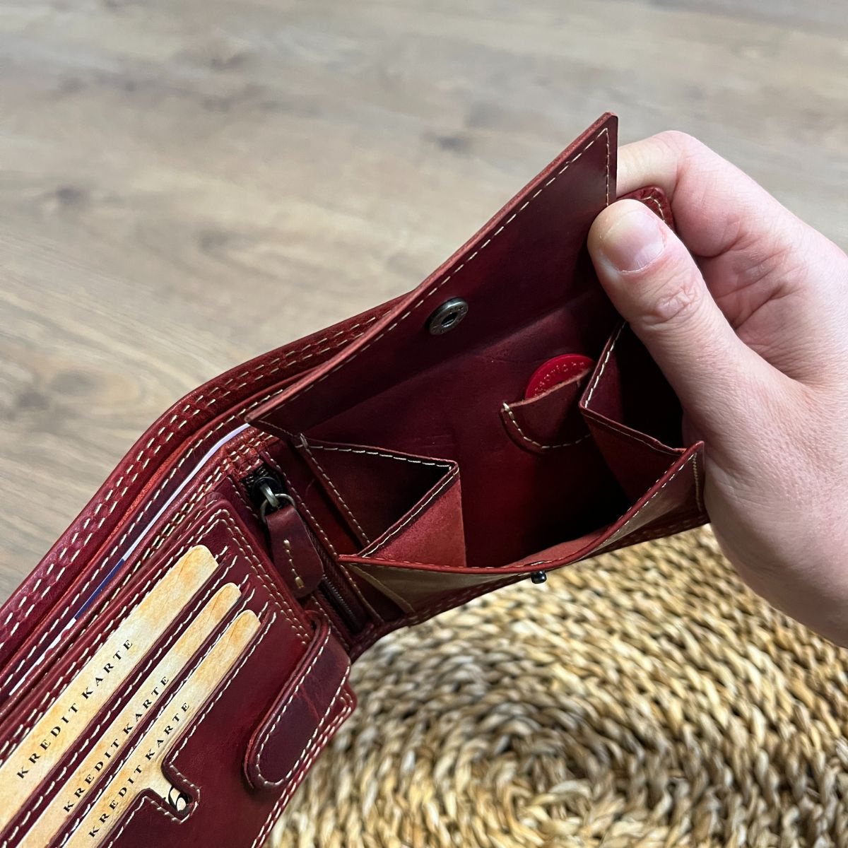 Pánska kožená peňaženka červená SVEN