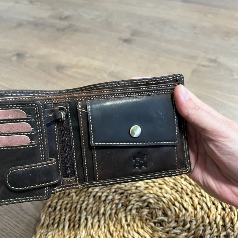 Pánska kožená peňaženka tmavohnedá SVEN